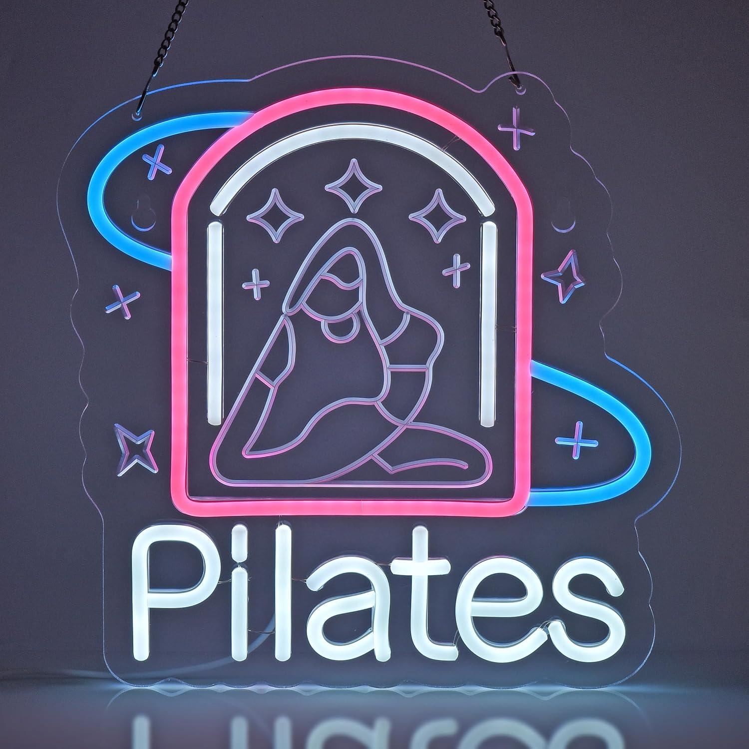 Yoga Fitness Centre - Letreiro de Neon Pilates com Luzes
