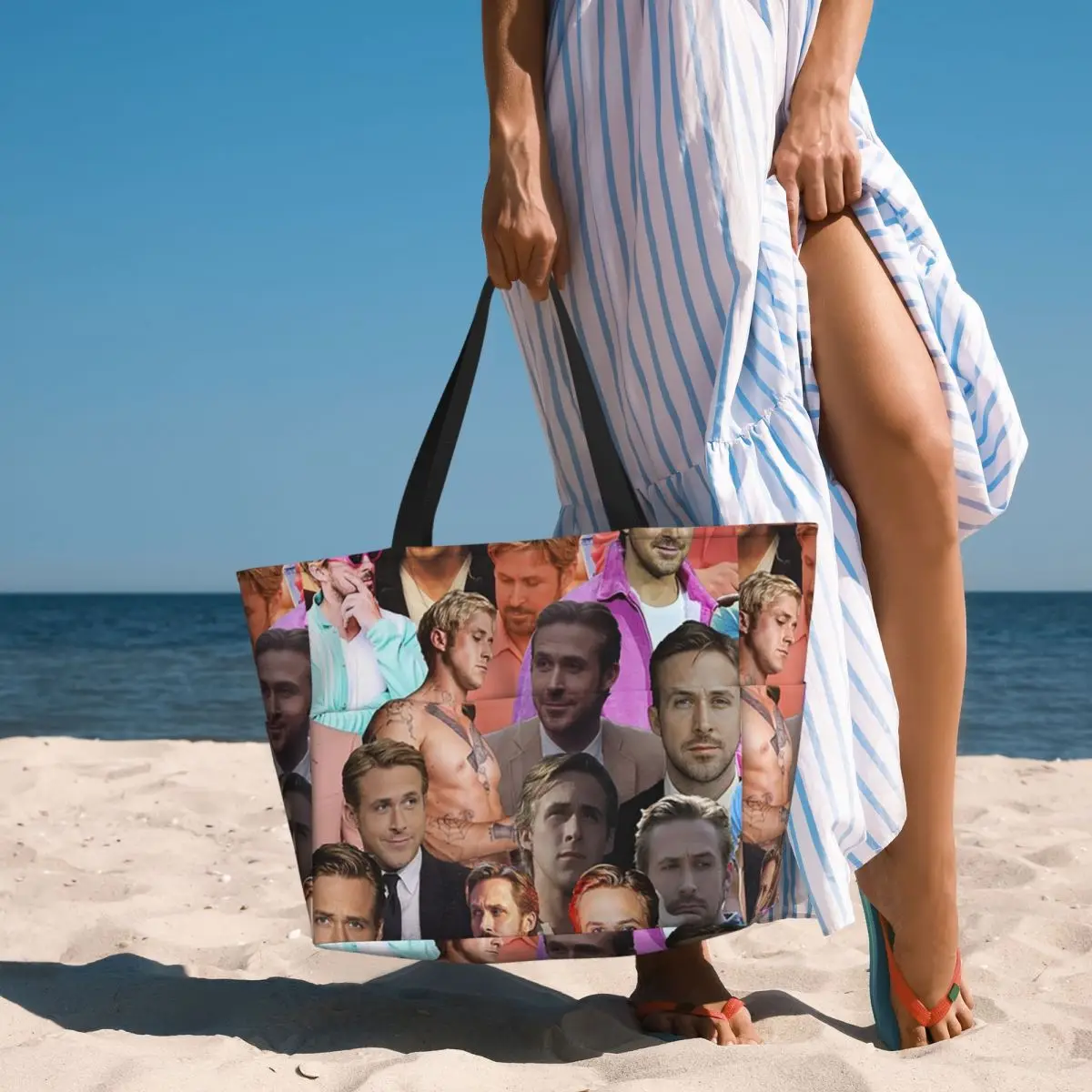 Yoga Fitness Photos - Bolsa tote de praia com colagem