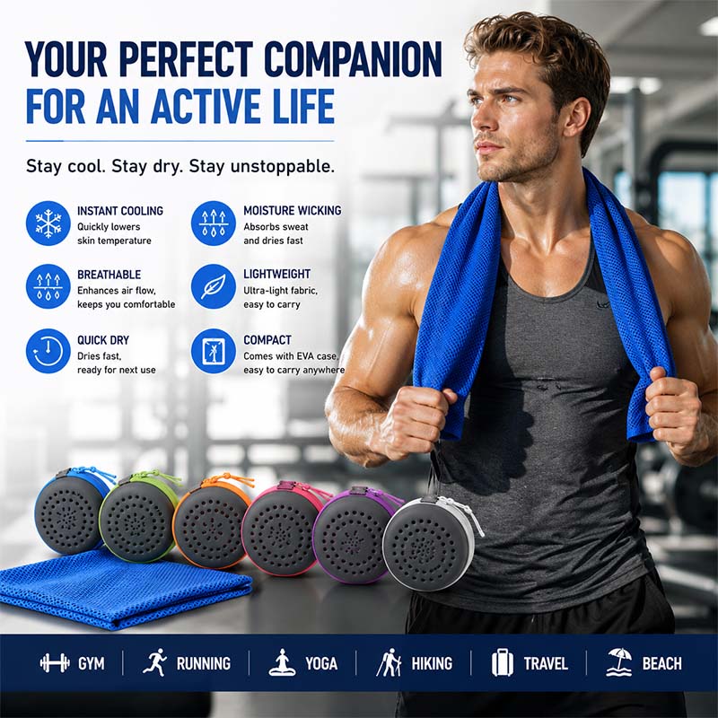 Yoga Fitness Gym - Toalha de Resfriamento Instantâneo com Estojo