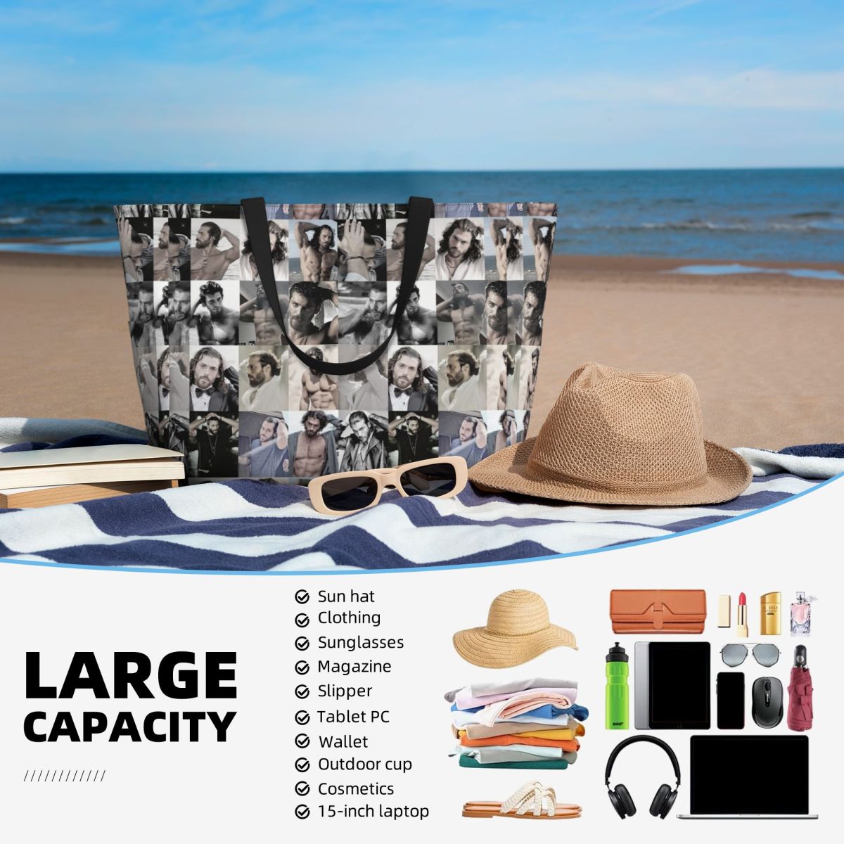 Bolsa tote grande para praia,  - Yoga Fitness Photos avaliação e preço