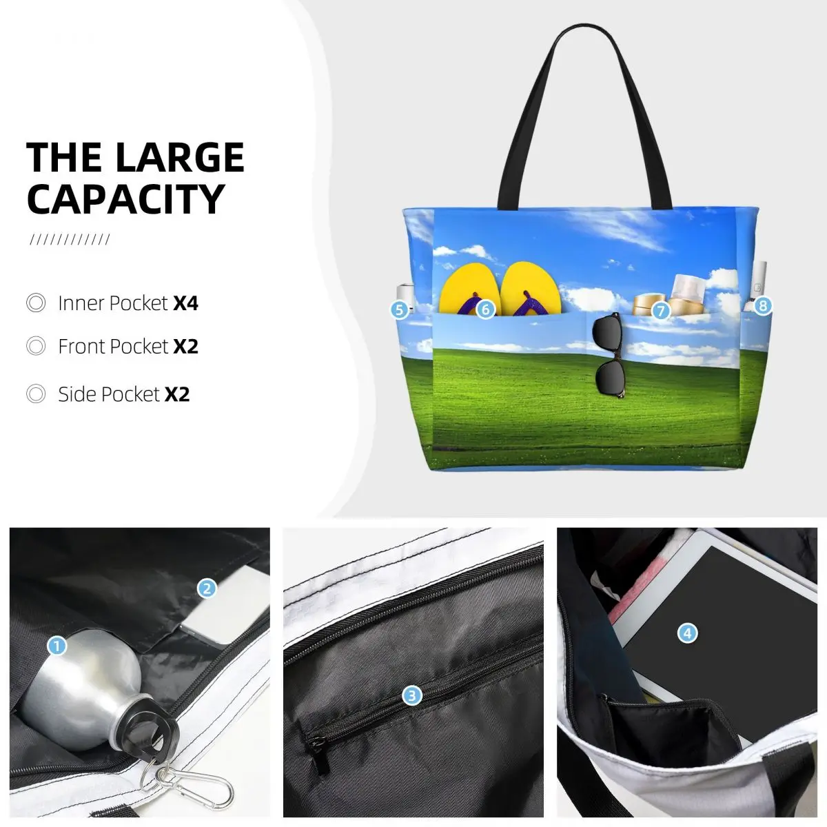 Bolsa tote grande para mulhere - Yoga Fitness Wallpaper avaliação e preço