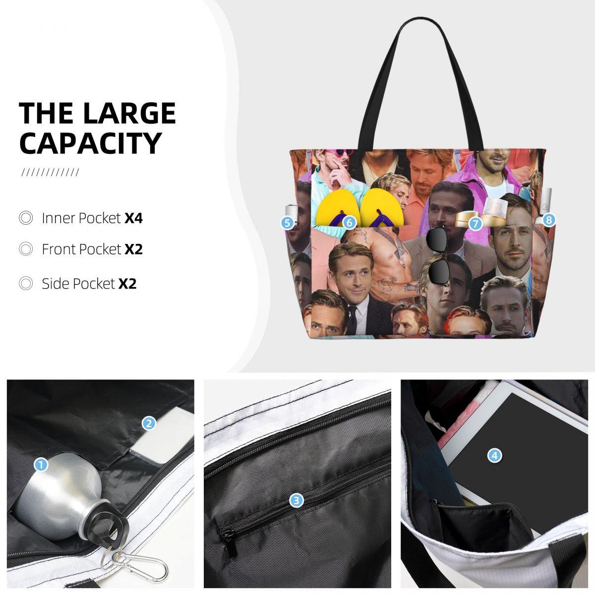 Bolsa tote de praia com colage - Yoga Fitness Photos avaliação e preço