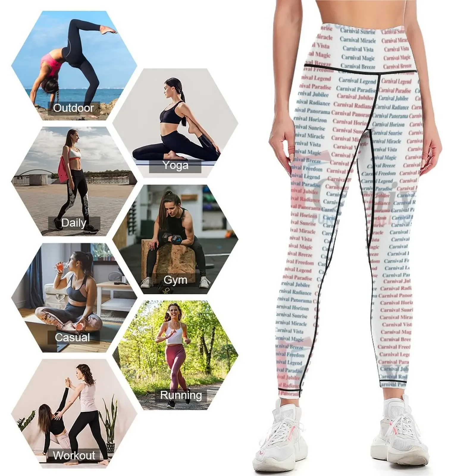 Leggings Carnival Ship Names,  - Yoga Fitness Name avaliação e preço